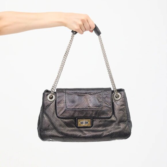 Chanel Leather Drill Accordion Flap Bag - Picture 1 of 9